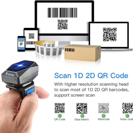 Eyoyo Mini Ring Wireless 2D Barcode Scanner