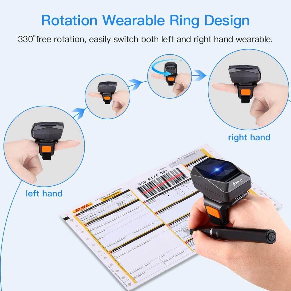 Eyoyo ring scanner EY-016L mini finger barcode reader