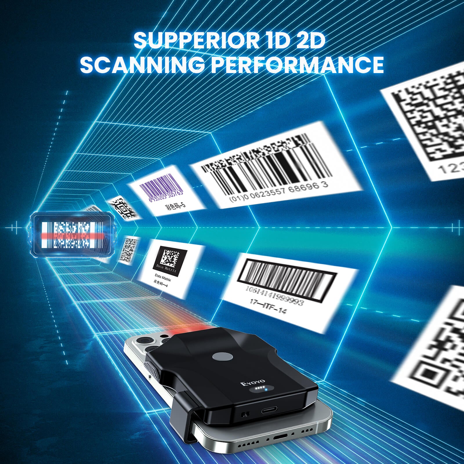 Eyoyo Wireless Back Clip Phone Barcode Scanner Eyoyo scan