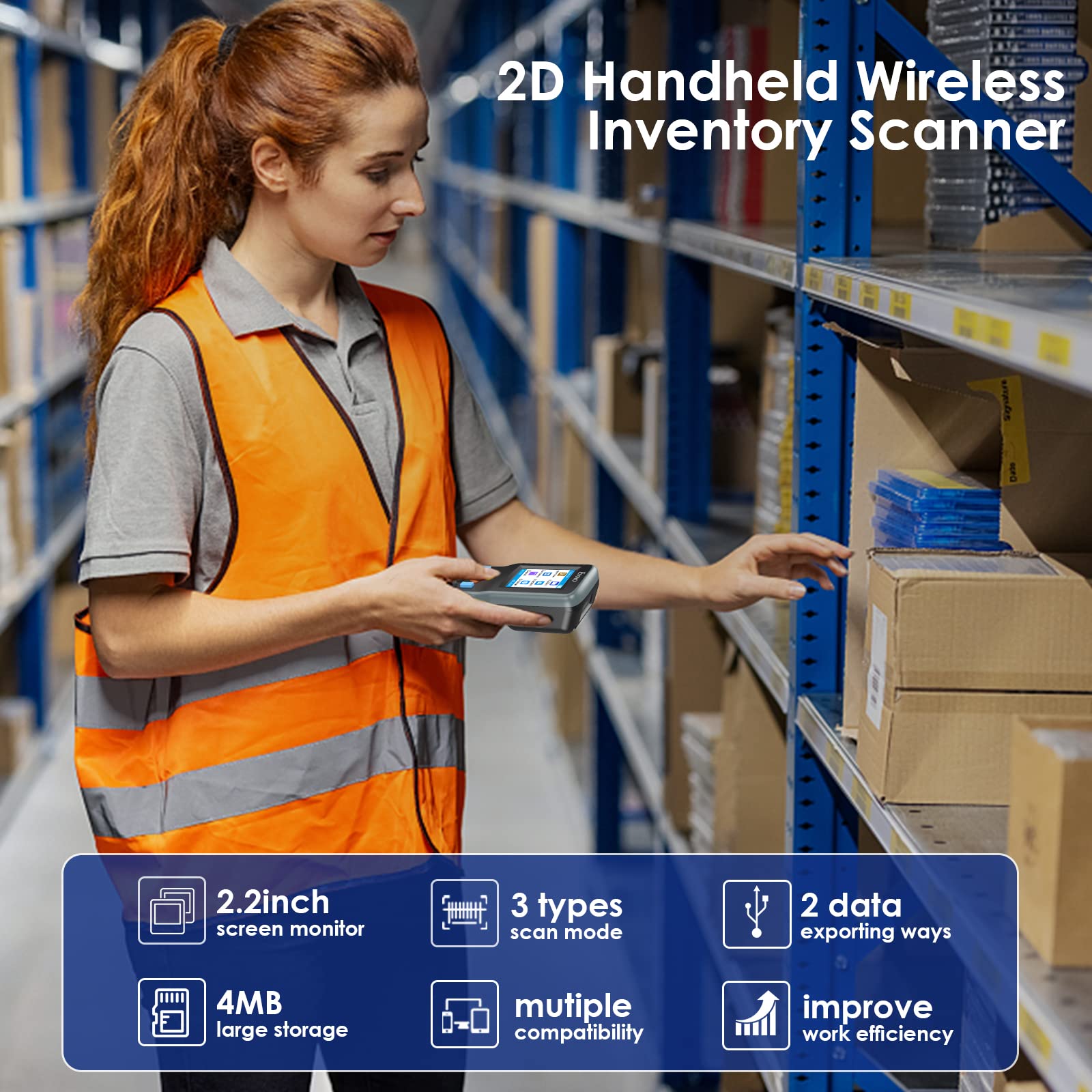 Eyoyo 2D Inventory Scanner Handheld Data Terminal Collector with 2.2in ...