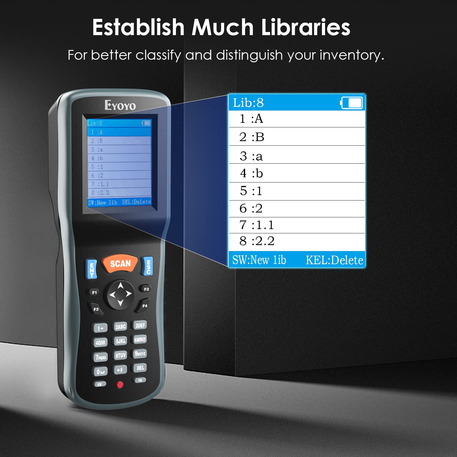 Estore Scanner Eyoyo 2D Inventory Scanner Handheld Data Terminal Collector with 2.2in ...