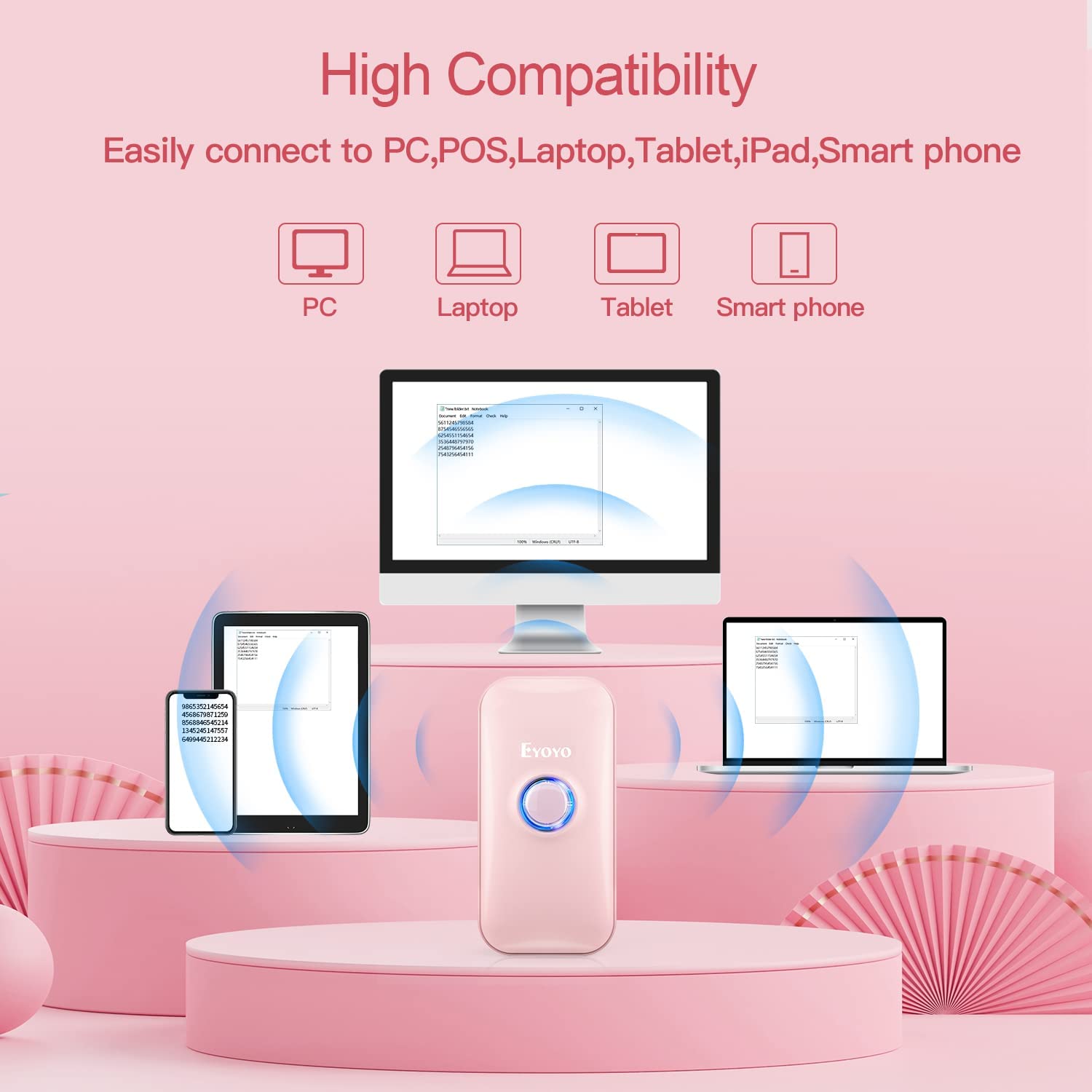 Eyoyo Mini Bluetooth 1D Barcode Scanner Pink – Eyoyo scan