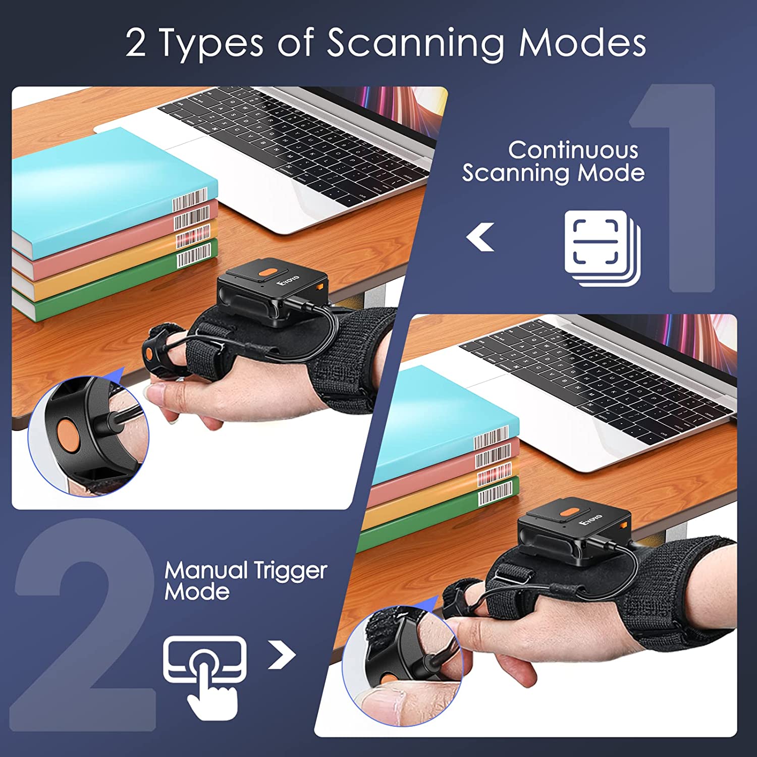 Eyoyo 1D Bluetooth Glove Barcode Scanner Eyoyo scan