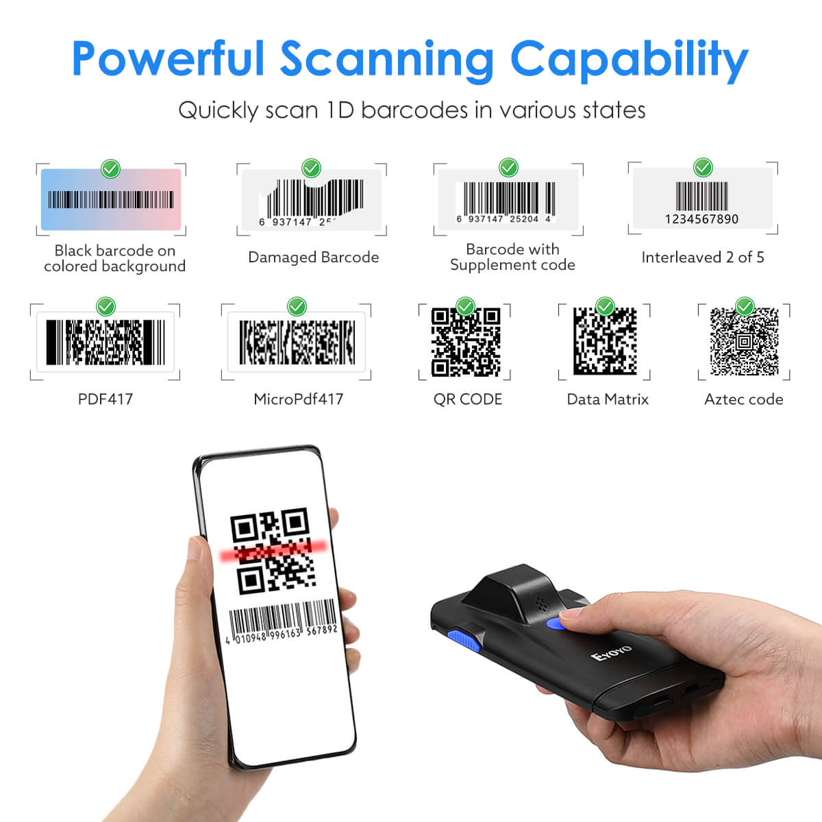 Eyoyo Wireless 2D Bluetooth Barcode Scanner for Phone – Eyoyo scan
