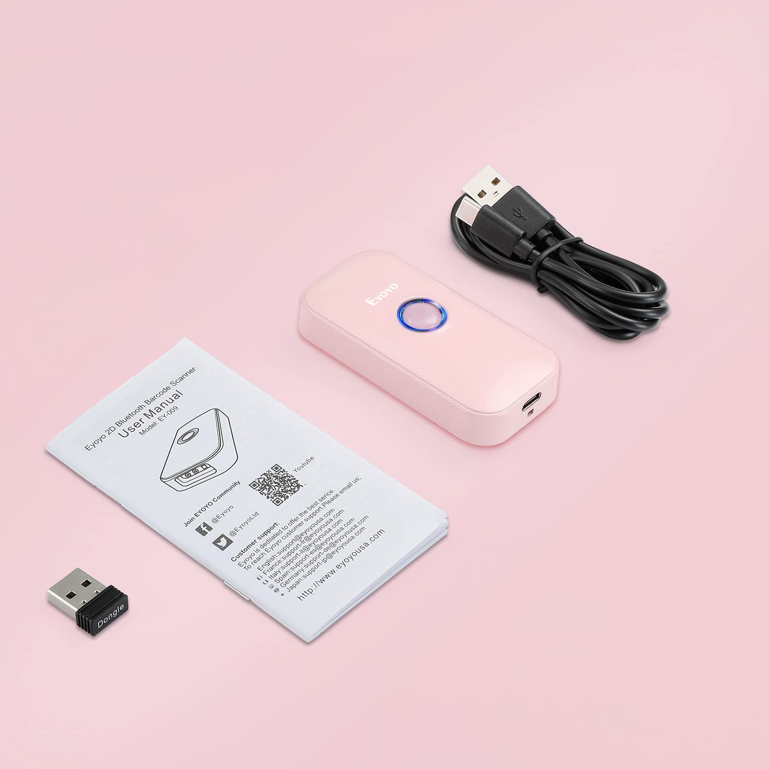 Eyoyo Mini Bluetooth 1D Barcode Scanner Pink – Eyoyo scan